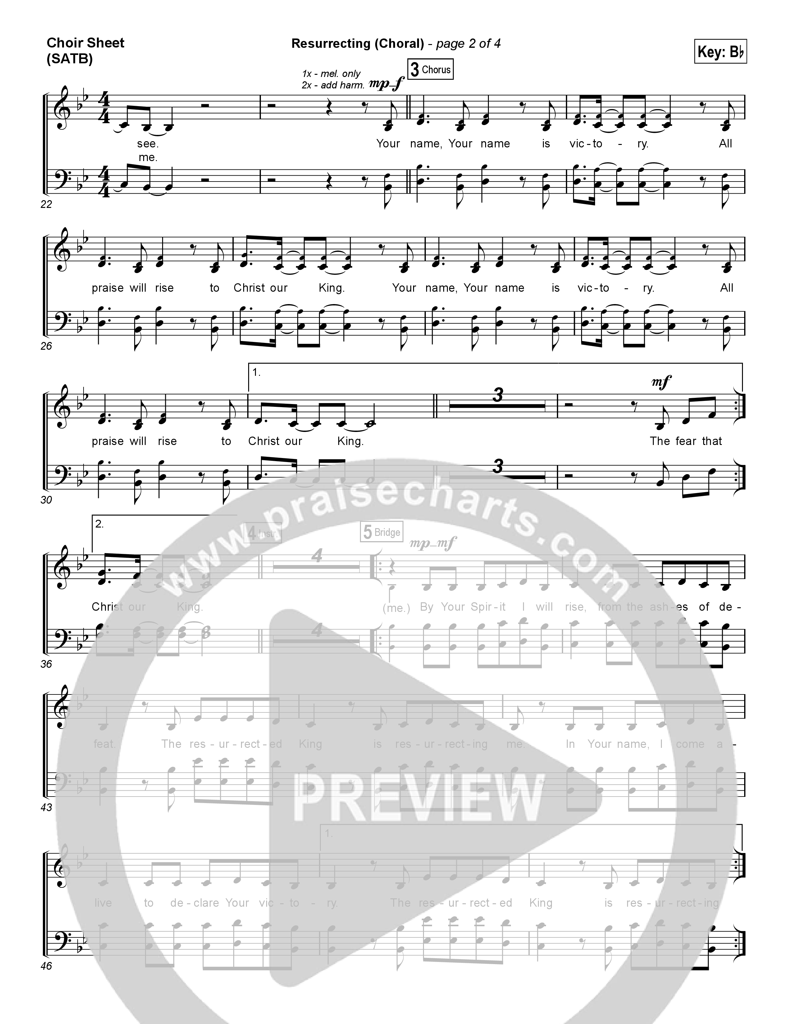 Resurrecting (Choral Anthem SATB) Choir Vocals (SATB) (Elevation Worship / Arr. Luke Gambill)