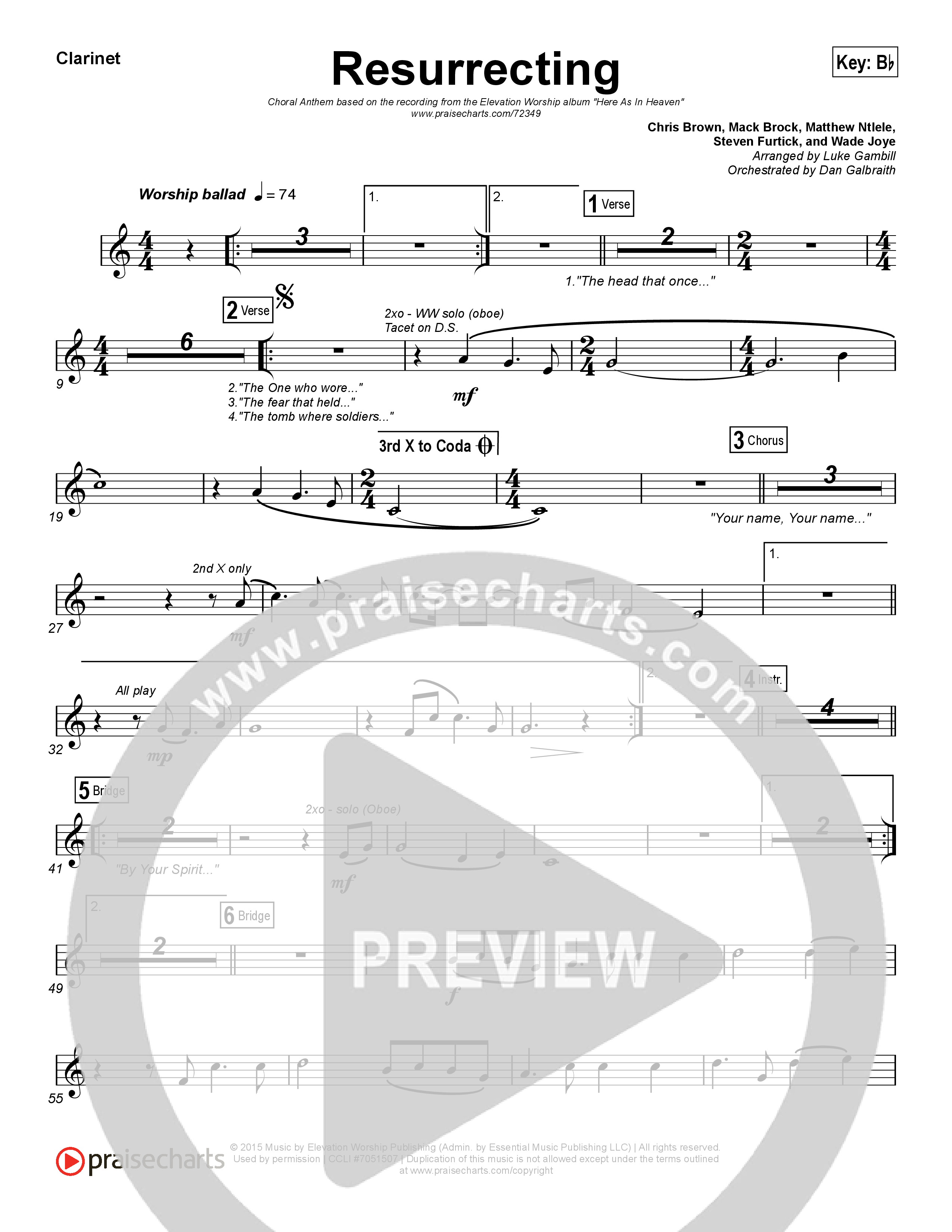 Resurrecting (Choral Anthem SATB) Wind Pack (Elevation Worship / Arr. Luke Gambill)