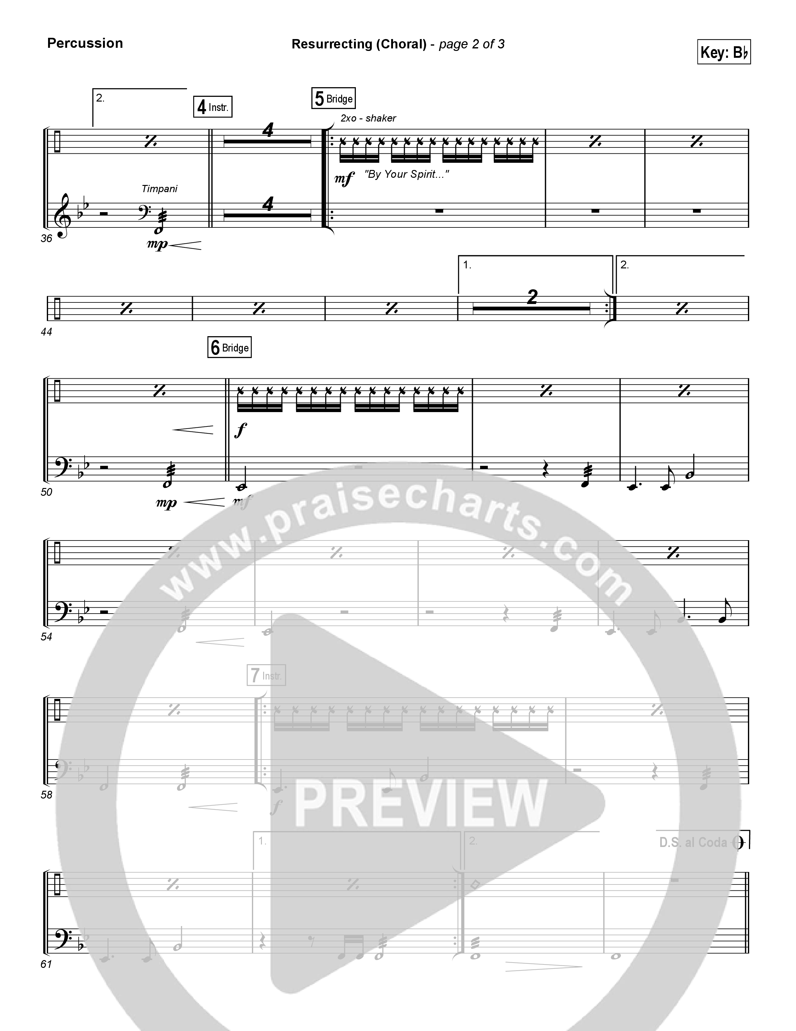 Resurrecting (Choral Anthem SATB) Percussion (Elevation Worship / Arr. Luke Gambill)