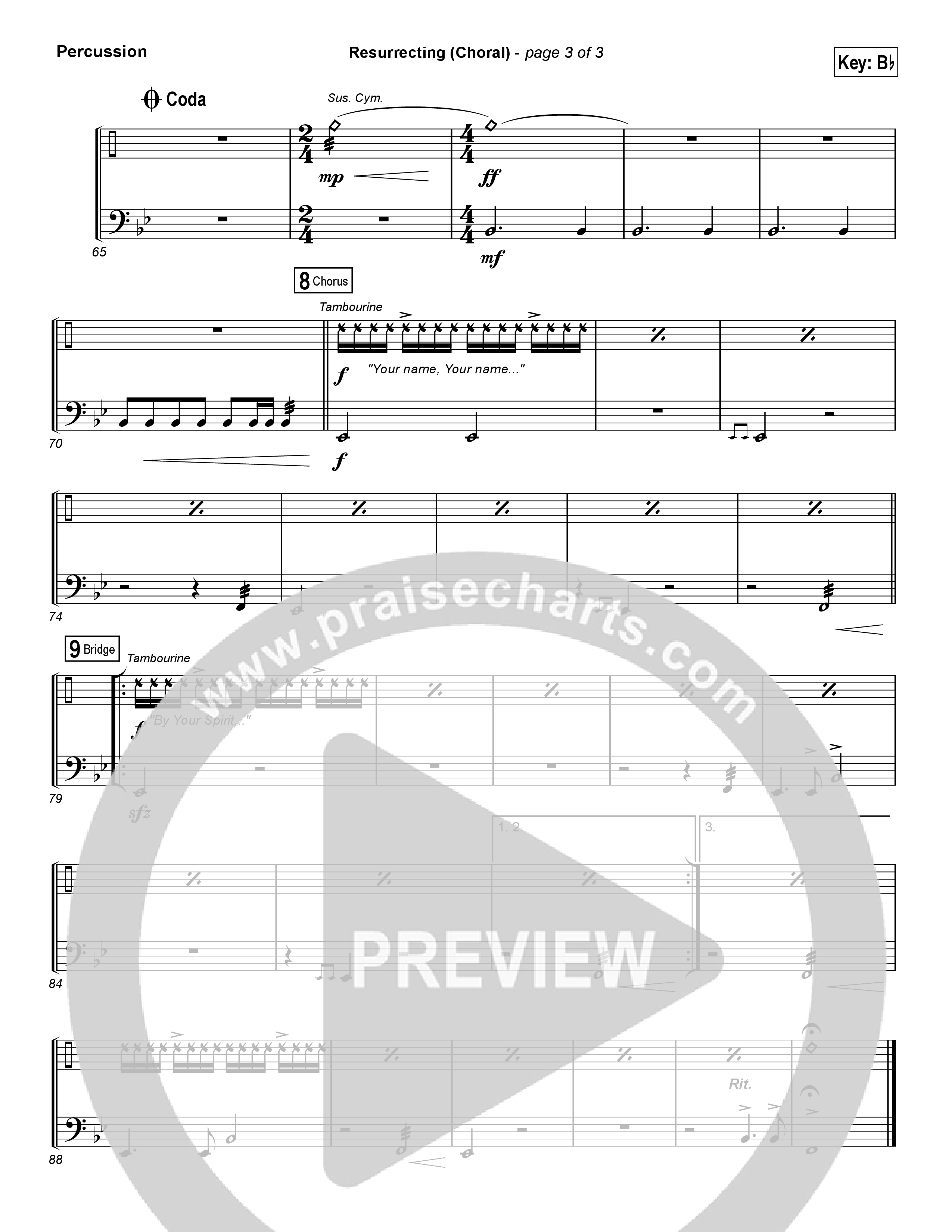 Resurrecting (Choral Anthem SATB) Percussion (Elevation Worship / Arr. Luke Gambill)