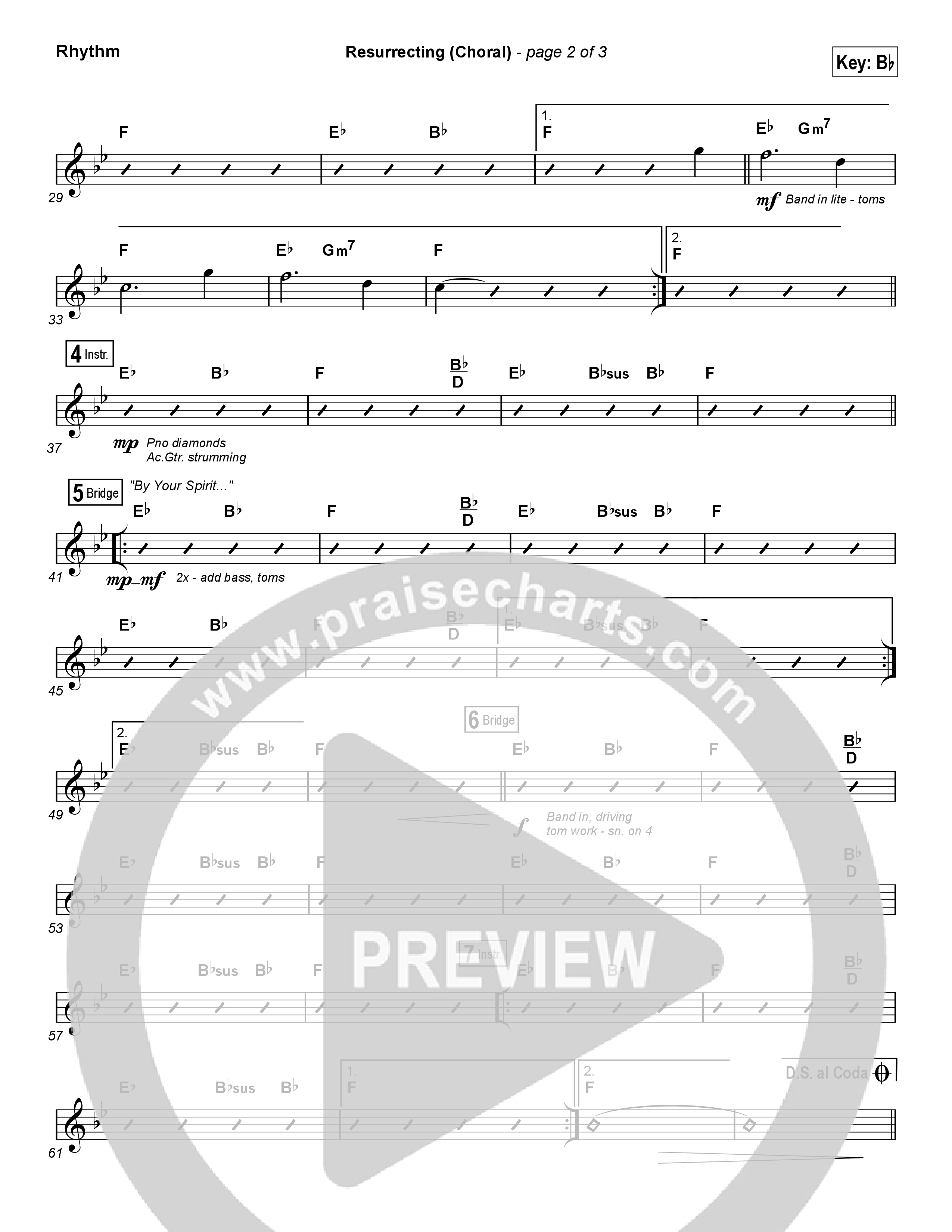 Resurrecting (Choral Anthem SATB) Rhythm Chart (Elevation Worship / Arr. Luke Gambill)