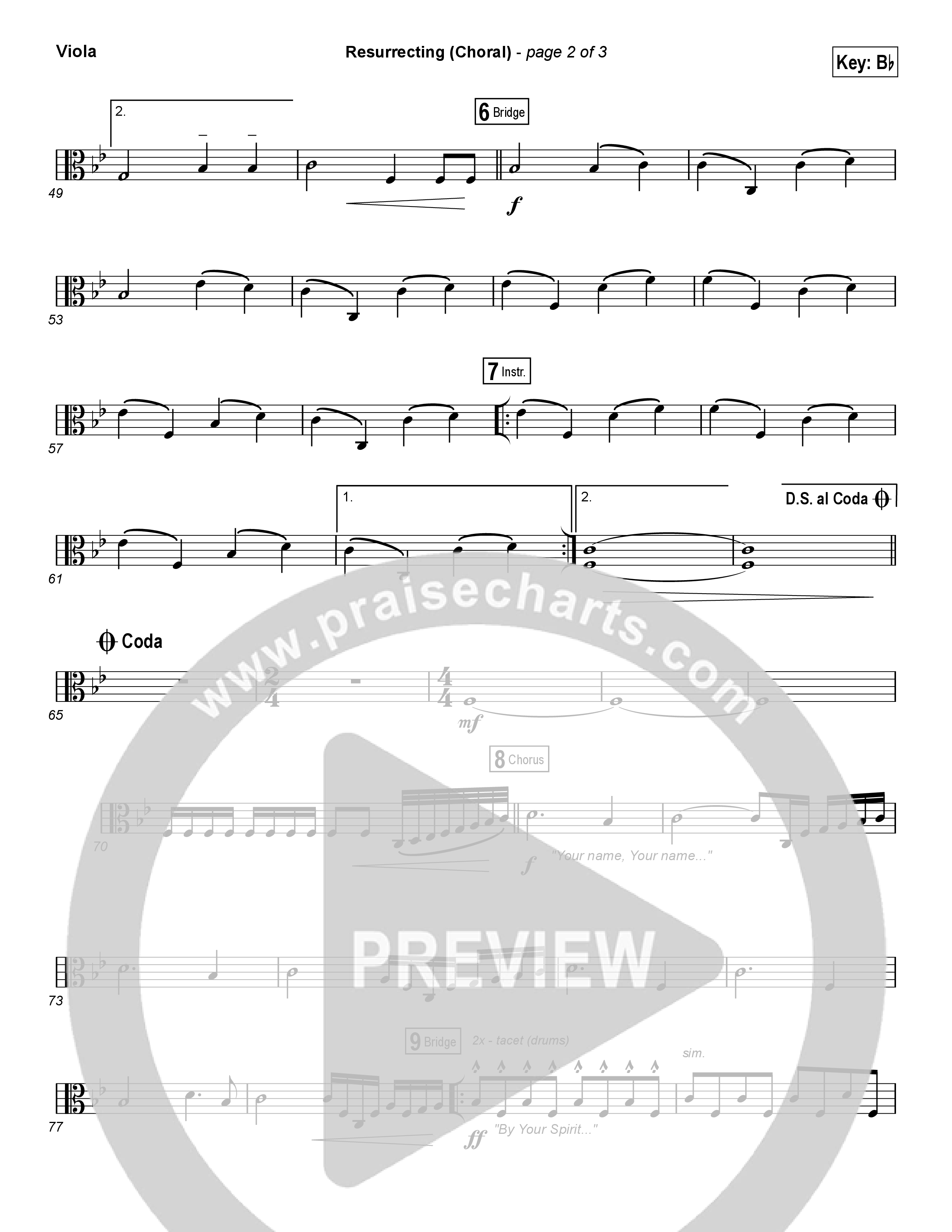 Resurrecting (Choral Anthem SATB) Viola (Elevation Worship / Arr. Luke Gambill)