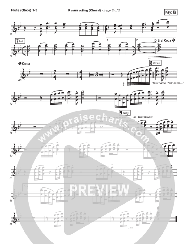 Resurrecting (Choral Anthem SATB) Flute/Oboe 1/2/3 (Elevation Worship / Arr. Luke Gambill)