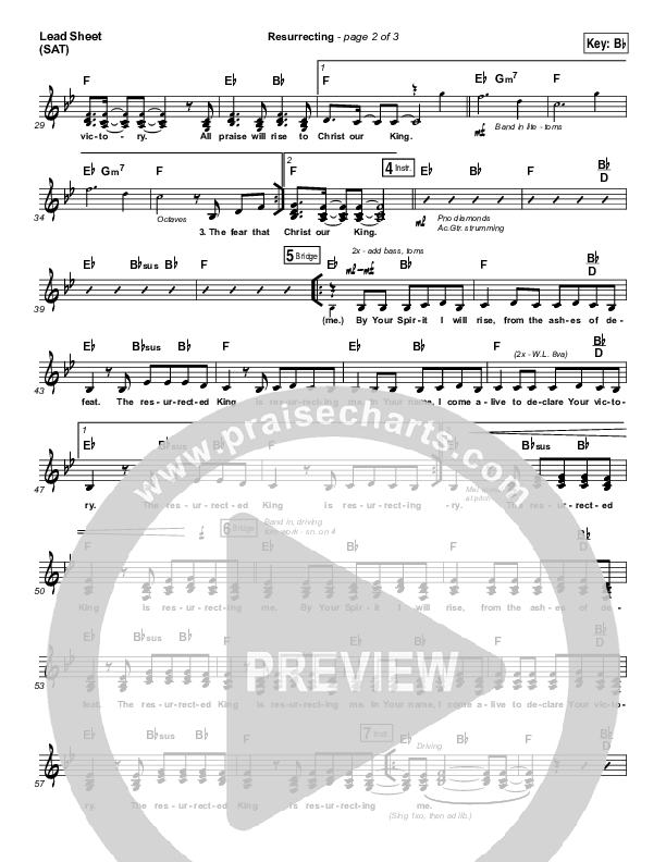 Resurrecting (Choral Anthem SATB) Lead Sheet (SAT) (Elevation Worship / Arr. Luke Gambill)