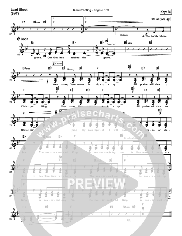 Resurrecting (Choral Anthem SATB) Lead Sheet (SAT) (Elevation Worship / Arr. Luke Gambill)
