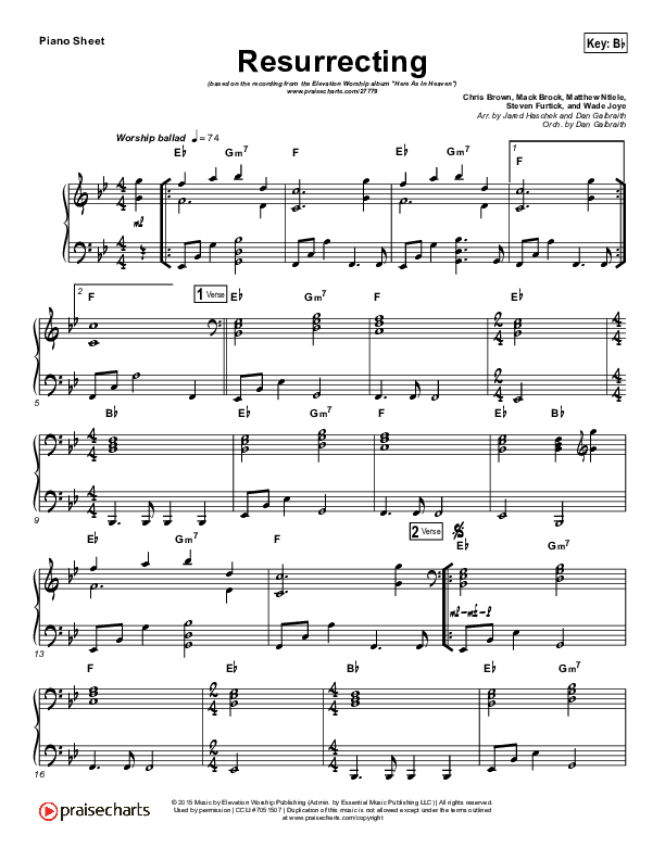 Resurrecting (Choral Anthem SATB) Piano Sheet (Elevation Worship / Arr. Luke Gambill)