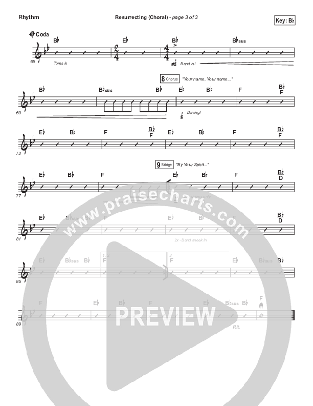 Resurrecting (Choral Anthem SATB) Rhythm Chart (Elevation Worship / Arr. Luke Gambill)