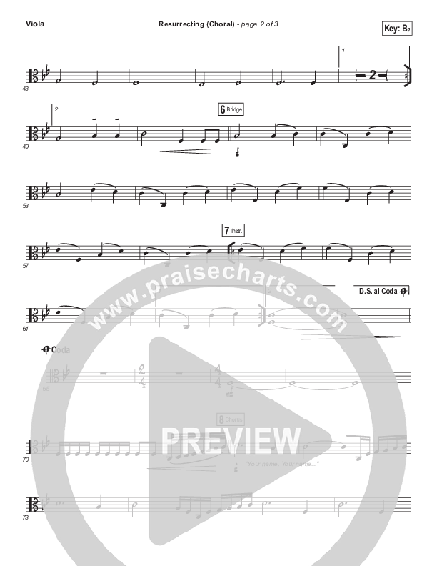 Resurrecting (Choral Anthem SATB) Viola (Elevation Worship / Arr. Luke Gambill)
