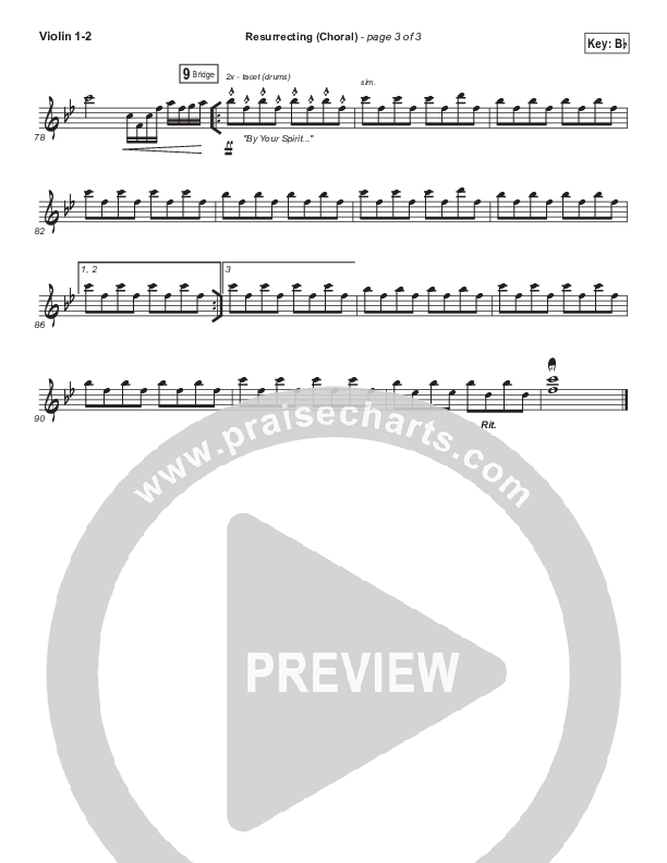 Resurrecting (Choral Anthem SATB) Violin 1/2 (Elevation Worship / Arr. Luke Gambill)