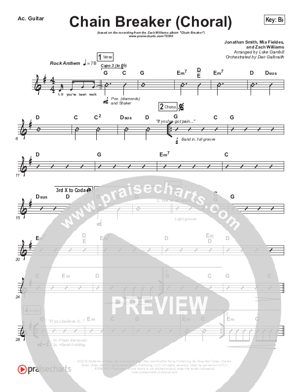 Chain Breaker (Choral Anthem SATB) Rhythm Chart (Zach Williams / Arr. Luke Gambill)