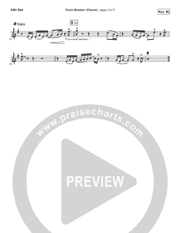 Chain Breaker (Choral Anthem SATB) Alto Sax (Zach Williams / Arr. Luke Gambill)