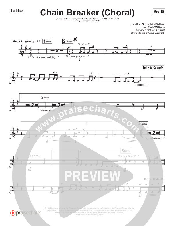 Chain Breaker (Choral Anthem SATB) Bari Sax (Zach Williams / Arr. Luke Gambill)