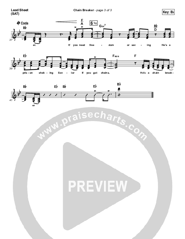 Chain Breaker (Choral Anthem SATB) Lead Sheet (SAT) (Zach Williams / Arr. Luke Gambill)