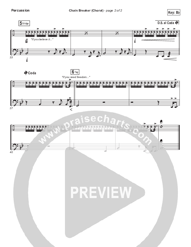 Chain Breaker (Choral Anthem SATB) Percussion (Zach Williams / Arr. Luke Gambill)