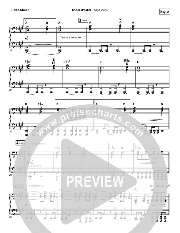 Chain Breaker (Choral Anthem SATB) Piano Sheet (Zach Williams / Arr. Luke Gambill)