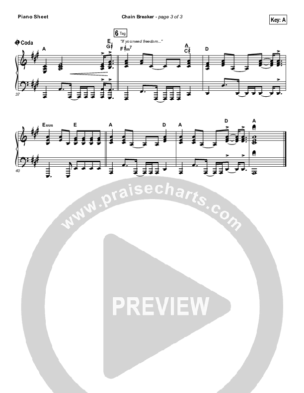 Chain Breaker (Choral Anthem SATB) Piano Sheet (Zach Williams / Arr. Luke Gambill)