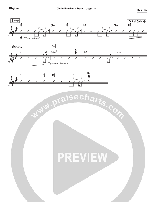 Chain Breaker (Choral Anthem SATB) Rhythm Chart (Zach Williams / Arr. Luke Gambill)