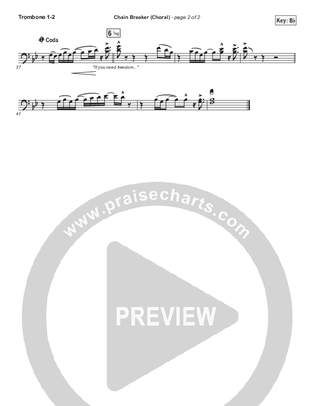Chain Breaker (Choral Anthem SATB) Trombone 1/2 (Zach Williams / Arr. Luke Gambill)