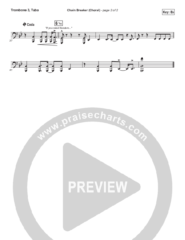 Chain Breaker (Choral Anthem SATB) Trombone 3/Tuba (Zach Williams / Arr. Luke Gambill)