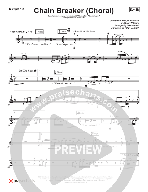 Chain Breaker (Choral Anthem SATB) Brass Pack (Zach Williams / Arr. Luke Gambill)