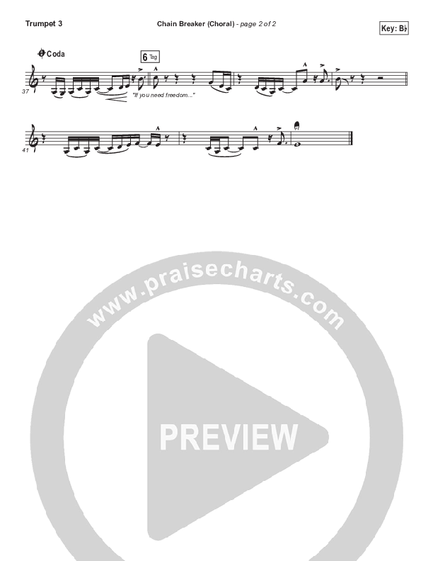 Chain Breaker (Choral Anthem SATB) Trumpet 3 (Zach Williams / Arr. Luke Gambill)