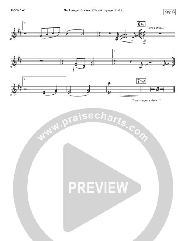 No Longer Slaves (Choral Anthem SATB) Brass Pack (Bethel Music / Arr. Luke Gambill)