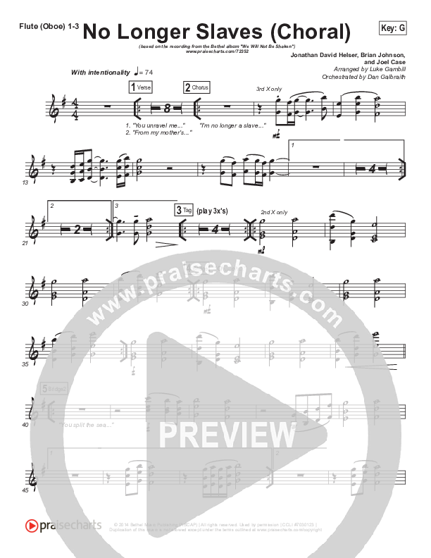 No Longer Slaves (Choral Anthem SATB) Wind Pack (Bethel Music / Arr. Luke Gambill)