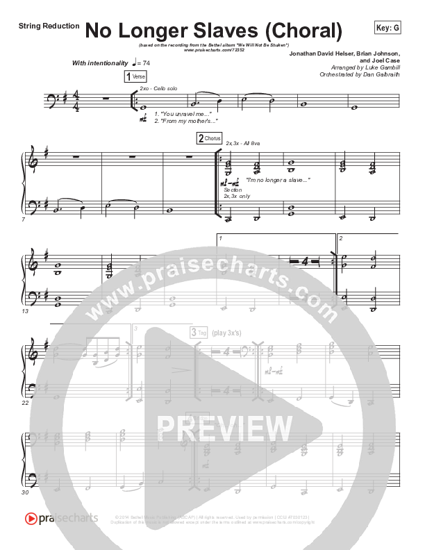 No Longer Slaves (Choral Anthem SATB) Synth Strings (Bethel Music / Arr. Luke Gambill)