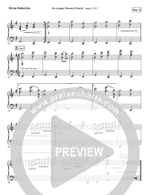 No Longer Slaves (Choral Anthem SATB) String Pack (Bethel Music / Arr. Luke Gambill)