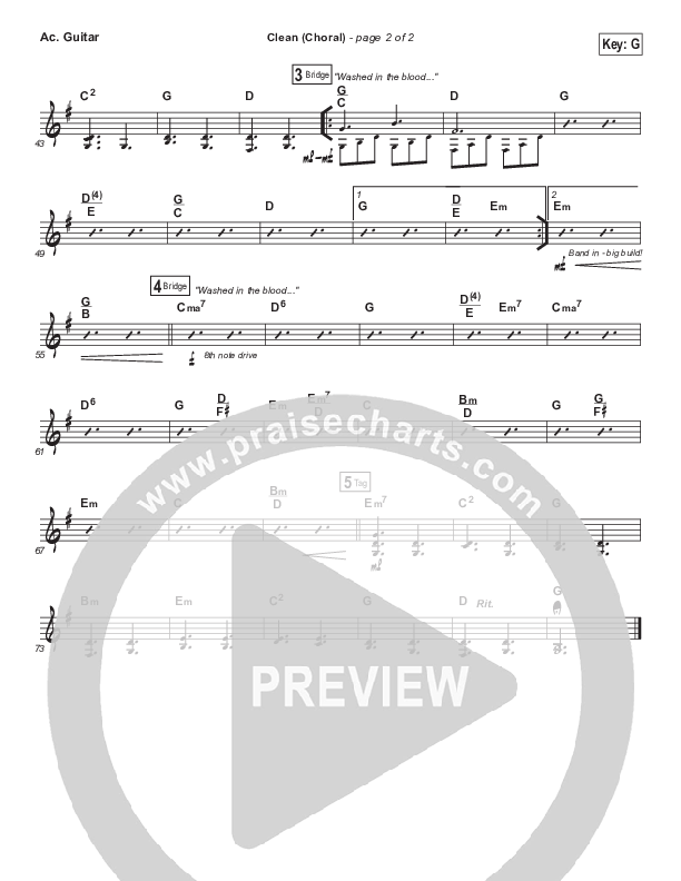 Clean (Choral Anthem SATB) Acoustic Guitar (Natalie Grant / Arr. Luke Gambill)