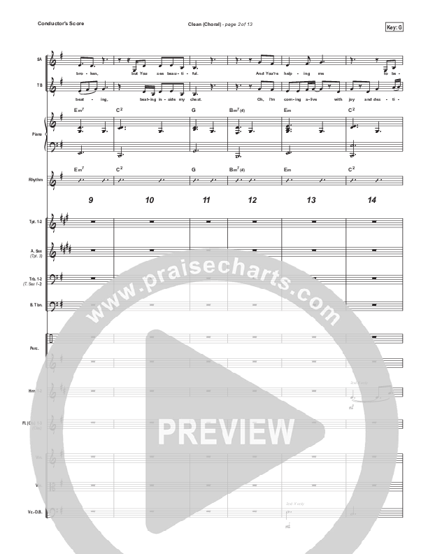 Clean (Choral Anthem SATB) Conductor's Score (Natalie Grant / Arr. Luke Gambill)