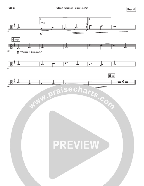 Clean (Choral Anthem SATB) Viola (Natalie Grant / Arr. Luke Gambill)