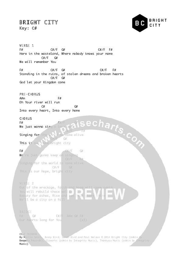 Bright City Lead Sheet (Bright City)