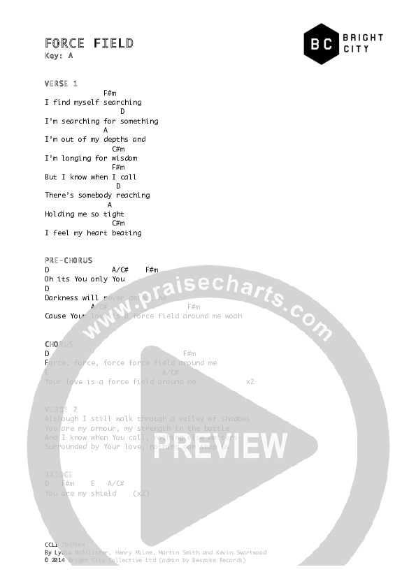 Force Field Chords & Lyrics (Bright City)