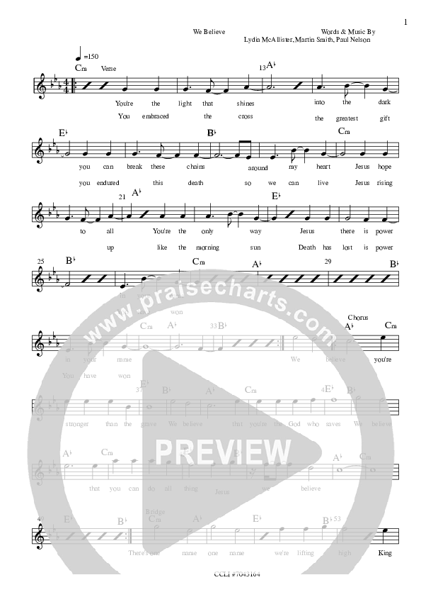 We Believe Lead Sheet (Bright City)