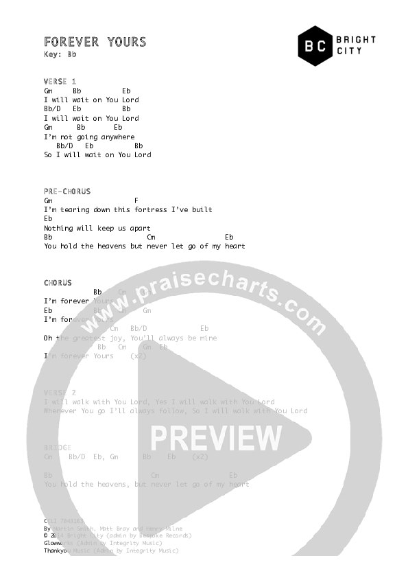 Forever Yours Chords & Lyrics (Bright City)