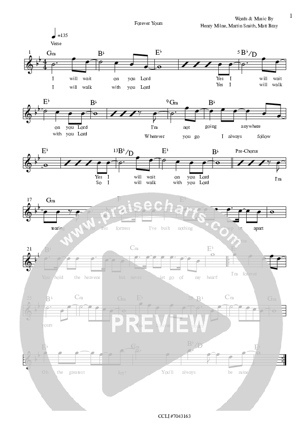 Forever Yours Lead Sheet (Bright City)