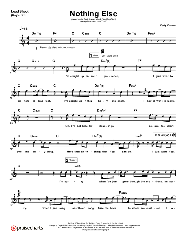 Nothing Else Lead Sheet (Melody) (Cody Carnes)
