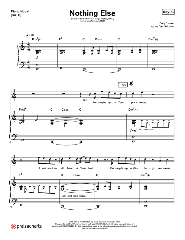 Nothing Else Piano/Vocal (SATB) (Cody Carnes)