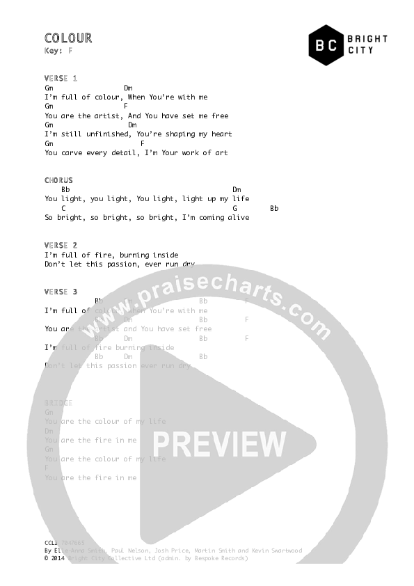 Colour Chords & Lyrics (Bright City)
