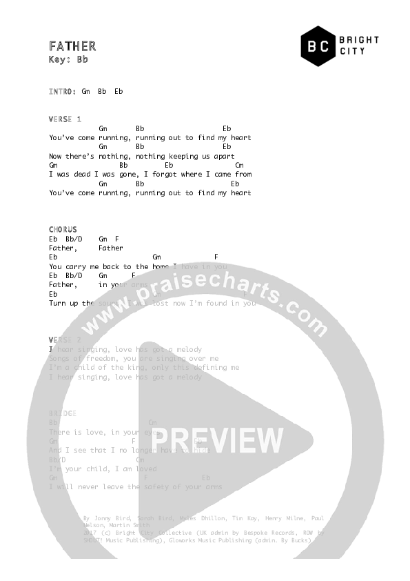 Father Chord Chart (Bright City)