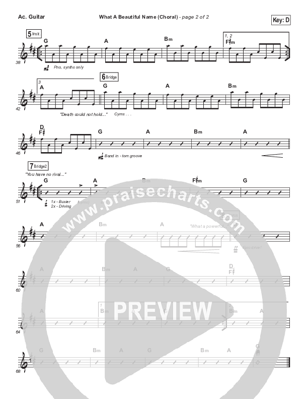 What A Beautiful Name (Choral Anthem SATB) Acoustic Guitar (Hillsong Worship / Arr. Luke Gambill)