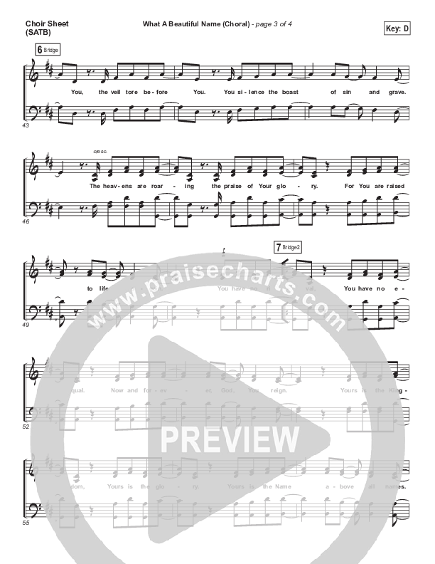 What A Beautiful Name (Choral Anthem SATB) Choir Sheet (SATB) (Hillsong Worship / Arr. Luke Gambill)