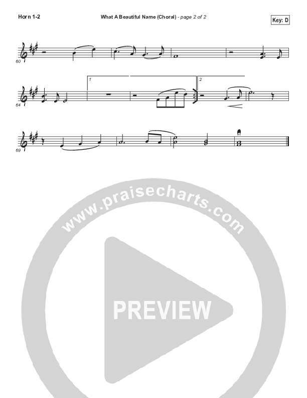 What A Beautiful Name (Choral Anthem SATB) French Horn 1/2 (Hillsong Worship / Arr. Luke Gambill)
