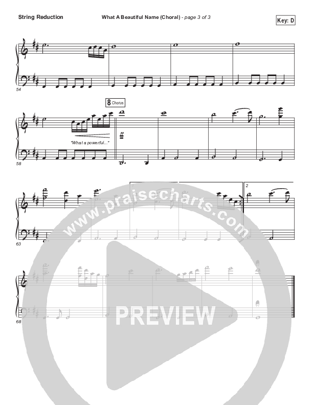 What A Beautiful Name (Choral Anthem SATB) String Pack (Hillsong Worship / Arr. Luke Gambill)
