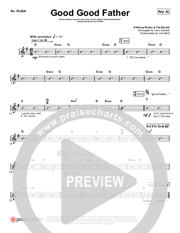 Good Good Father (Choral Anthem SATB) Rhythm Chart (Chris Tomlin / Arr. Luke Gambill)