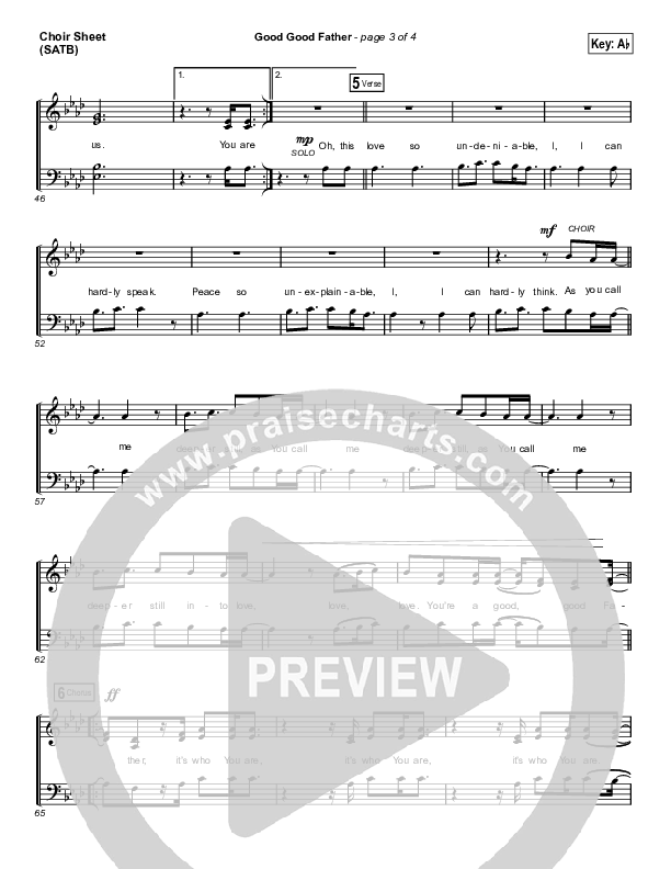 Good Good Father (Choral Anthem SATB) Choir Sheet (SATB) (Chris Tomlin / Arr. Luke Gambill)