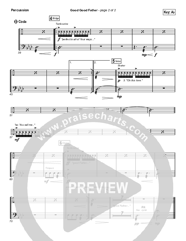 Good Good Father (Choral Anthem SATB) Percussion (Chris Tomlin / Arr. Luke Gambill)