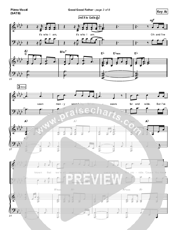 Good Good Father (Choral Anthem SATB) Piano/Vocal Pack (Chris Tomlin / Arr. Luke Gambill)