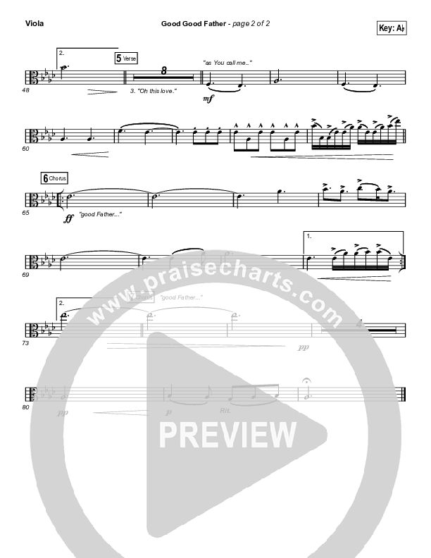 Good Good Father (Choral Anthem SATB) Viola (Chris Tomlin / Arr. Luke Gambill)